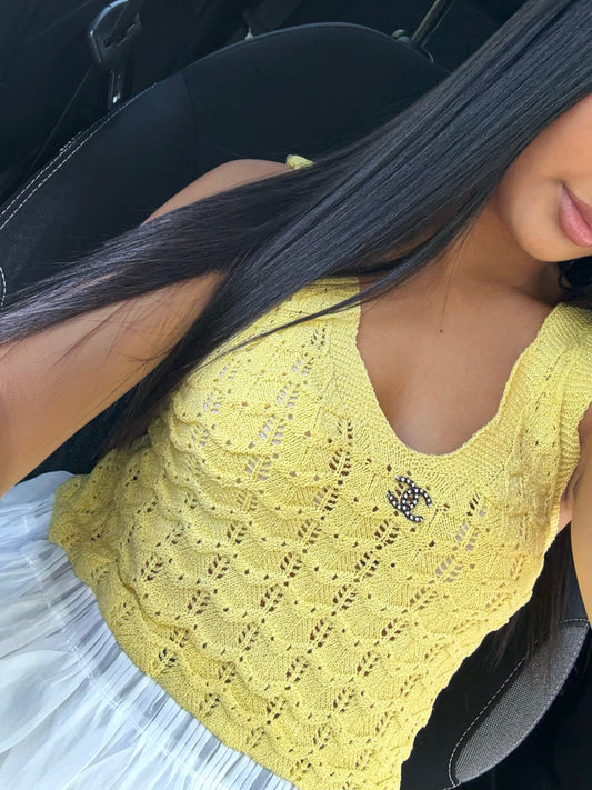 TOP JAUNE CROCHET AVEC VOLANTS